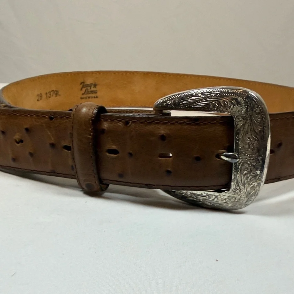 Tony Lama Men’s Leather Ostrich Belt Size 28 1379L